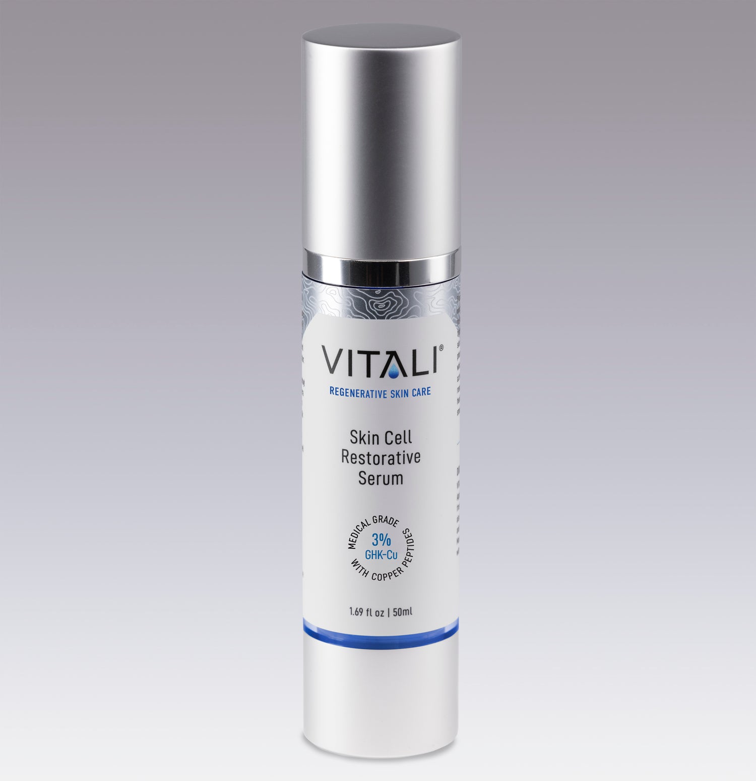 Skin cell restorative serum, featuring 3% GHK-Cu.